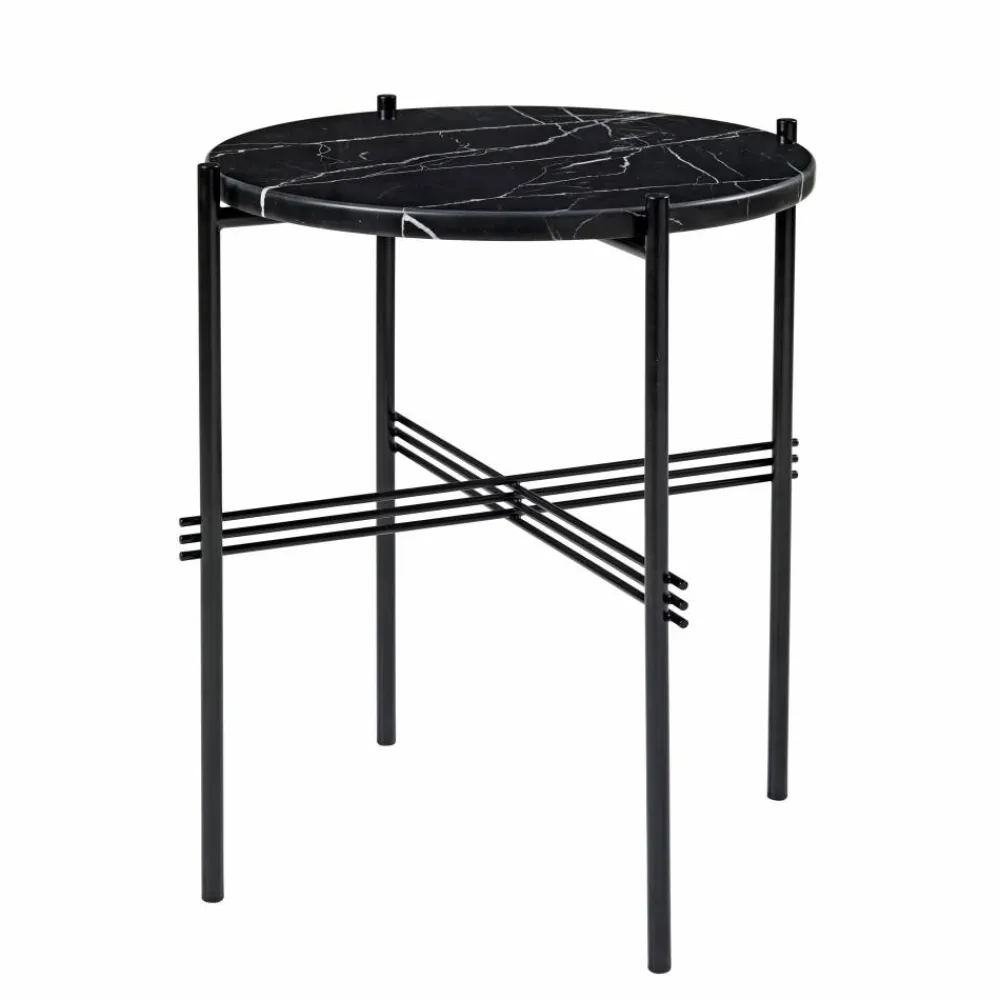 GUBI TS bord svarta ben Ø 40 cm svart marmor