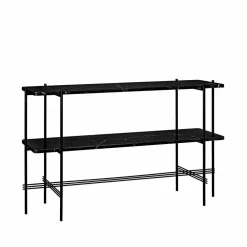 Best GUBI TS Console avlastningsbord 120x30x72 cm black marquina marble-svart stativ-2 marmorhyllor