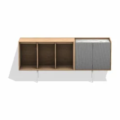 Vipp 675 Cabinet skåp - Ljus ek-aluminium-marmor 150x68x38 cm
