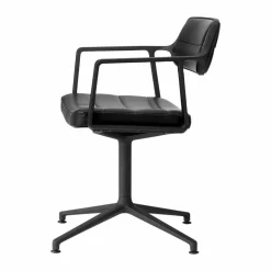 Vipp 453 Swivel kontorsstol Leather black-svart aluminium
