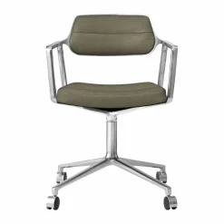 Vipp 453 Swivel kontorsstol med hjul Leather bosco green-pol. aluminium