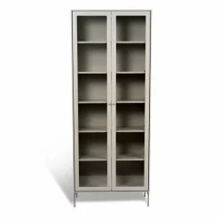 Hot Mavis Volt vitrinskåp 190 cm beige Detaljer i rostfritt stål