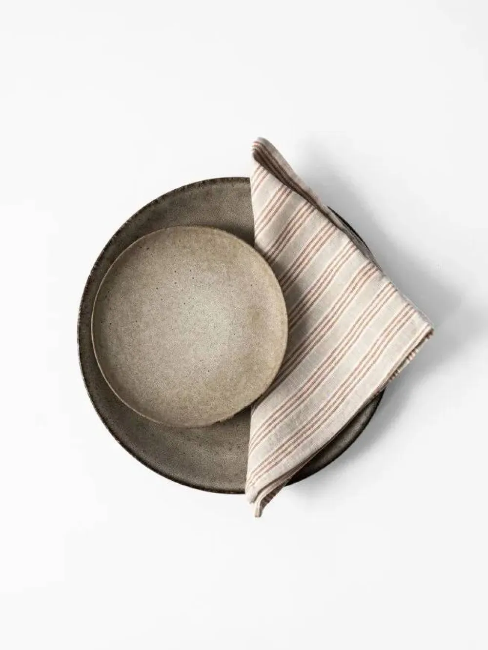 Clearance Tell Me More Washed linen tygservett 45x45 cm Hazelnut stripe